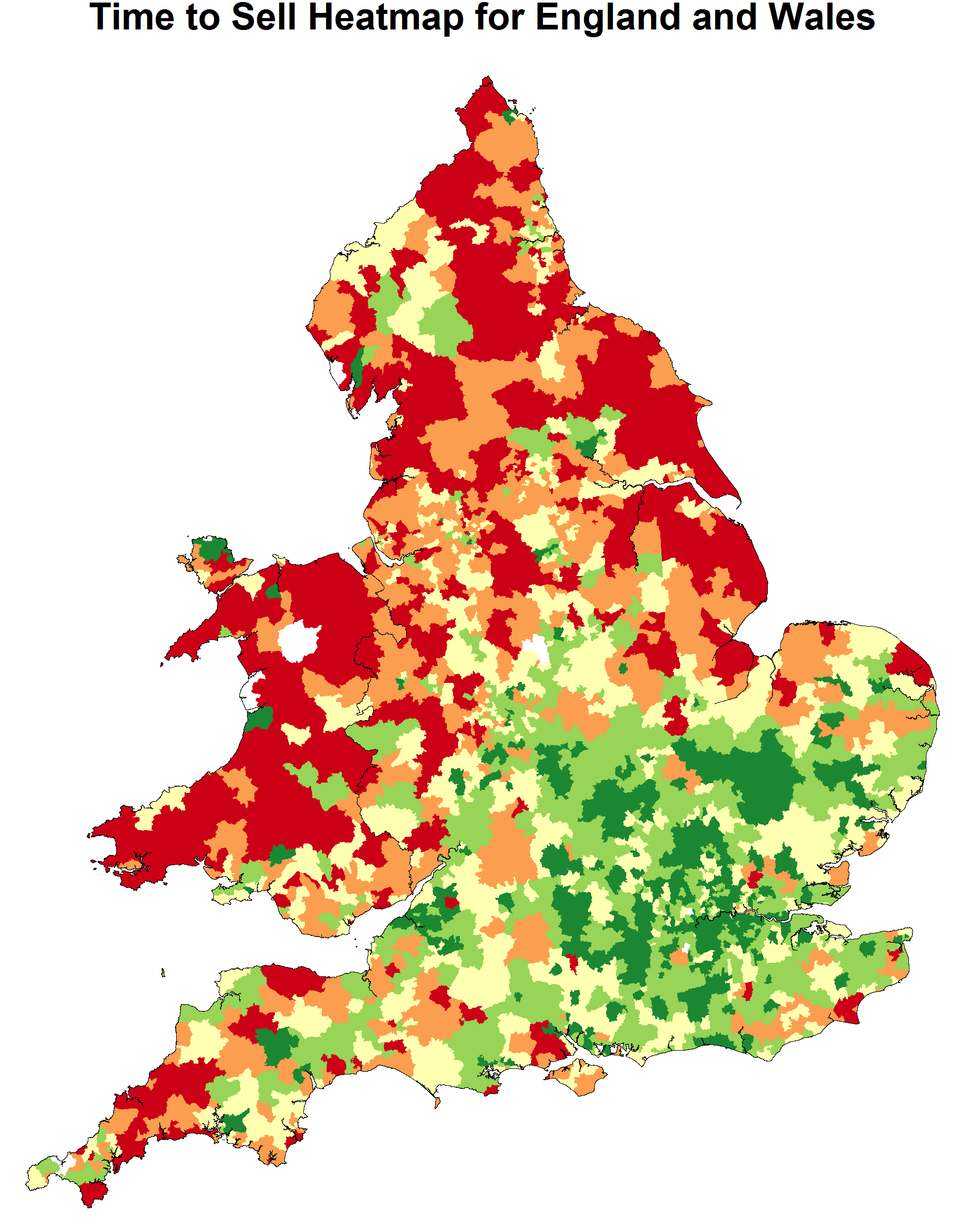 Time to Sell Heatmap for England and Wales